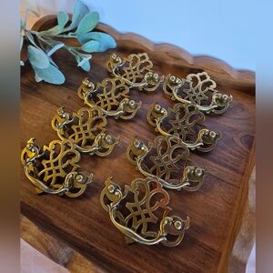 Vintage Brass Chippendale-style Bail Drawer Pulls- Set Of 8